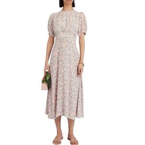 FAITHFULL THE BRAND BELINE DRESS VIONETTE FLORAL FAIRY WHIMSICAL 4 PUFF SLEEVES